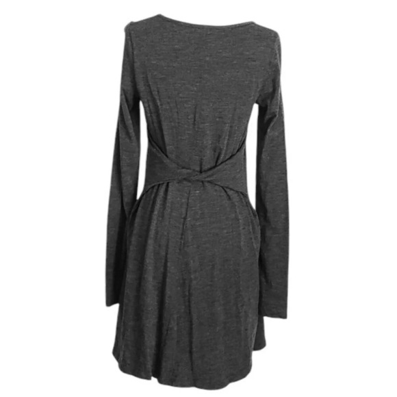 Theory Gray Wool Knit Long Sleeve Babydoll A-Line Swing Dress - Picture 2 of 5